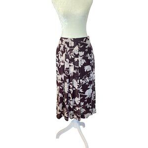 PURE Collection women's size 12 soft pleat aubergine pink floral lined skirt